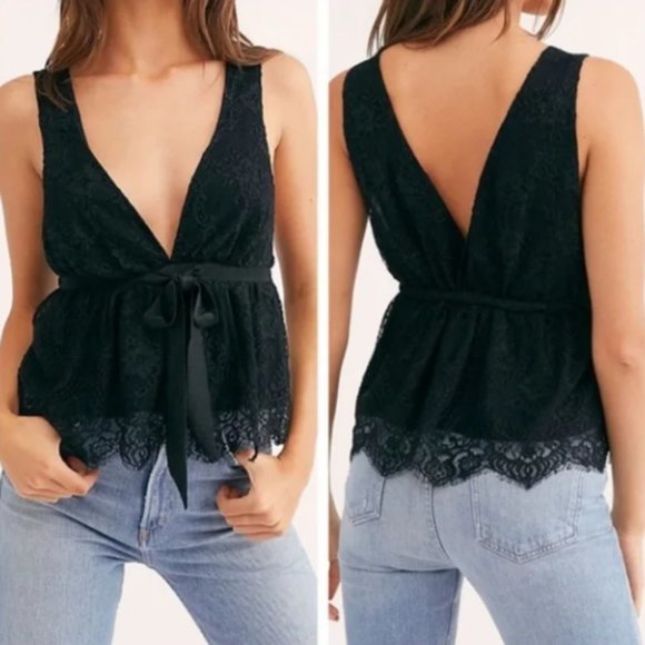 Free People Chante Lace Tie Front Tank - Picture 12 of 12